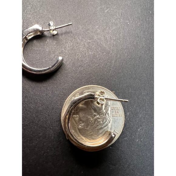 CZ half hoop earrings in sterling silver - Picture 6 of 14